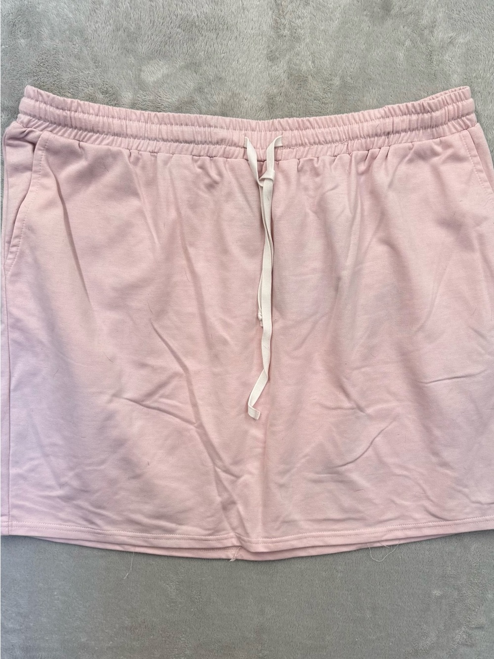 Women's Light Pink Drawstring Casual Mini Skirt 4X